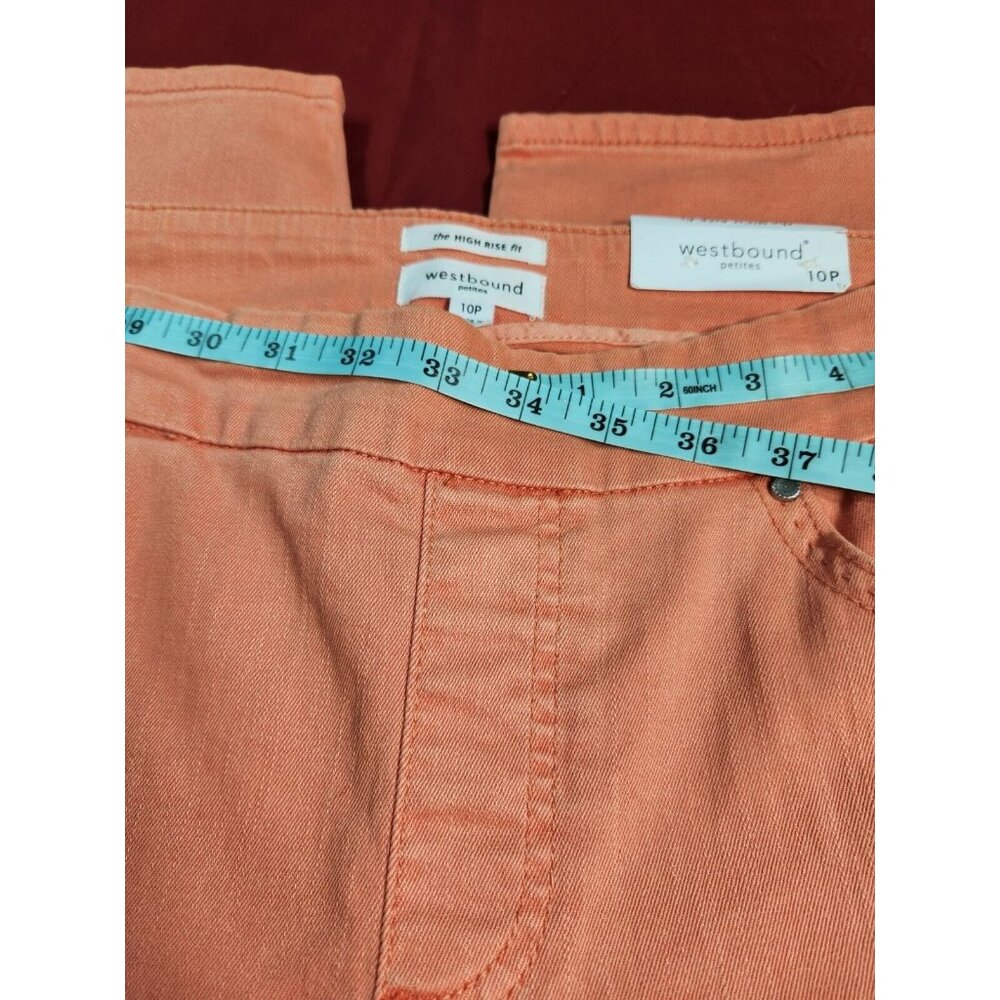Westbound Womens Size 10 P orange  High-Rise skinny crop pull on jeans --18 - Picture 11 of 11